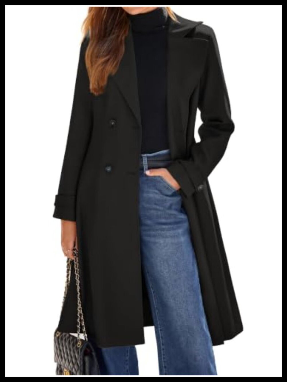 Oversized Long Trench Coat Double Breasted Winter Jacket - Picture 1 of 6